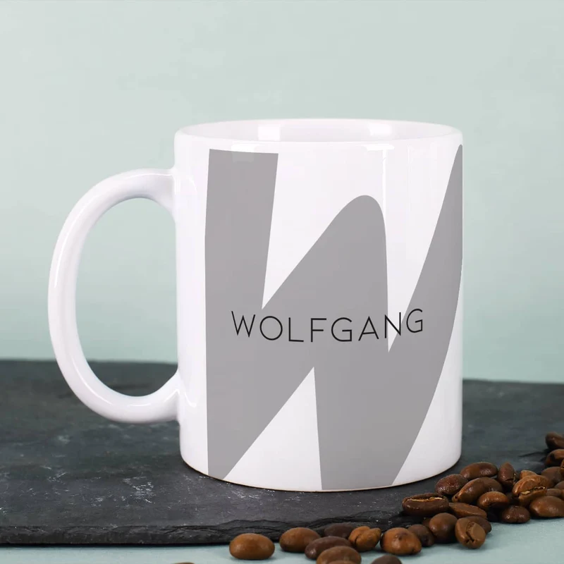 Moderne Keramiktasse - Monogramm - in verschiedenen Farben