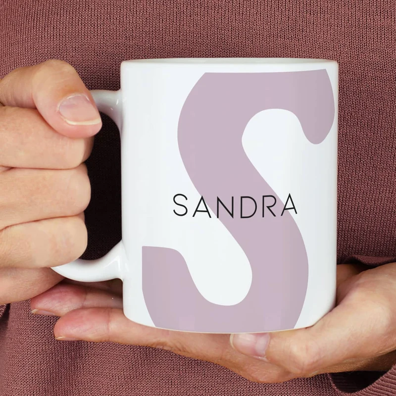 Moderne Keramiktasse - Monogramm - in verschiedenen Farben
