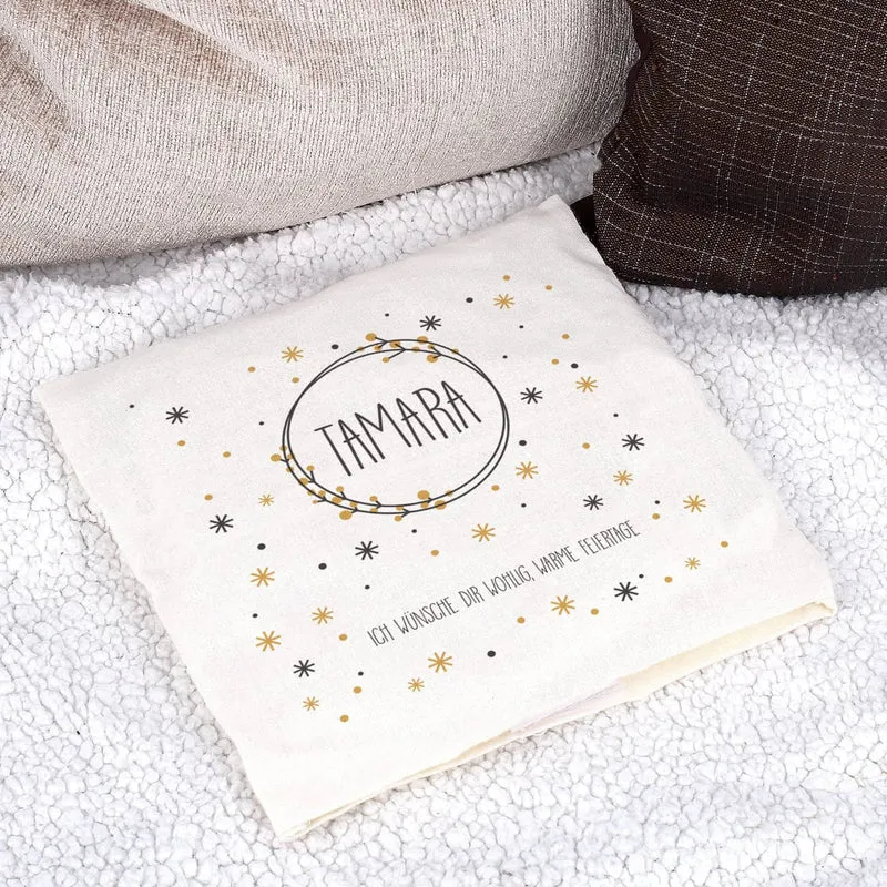 Kirschkernkissen mit Schneeflocken Motiv, Name und Text
