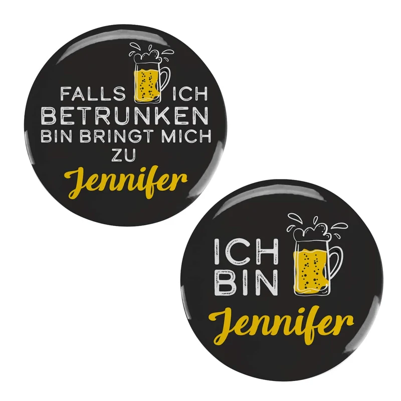 Lustige Buttons für Paare - Wenn ich betrunken bin bringt mich zu - mit Namensaufdruck