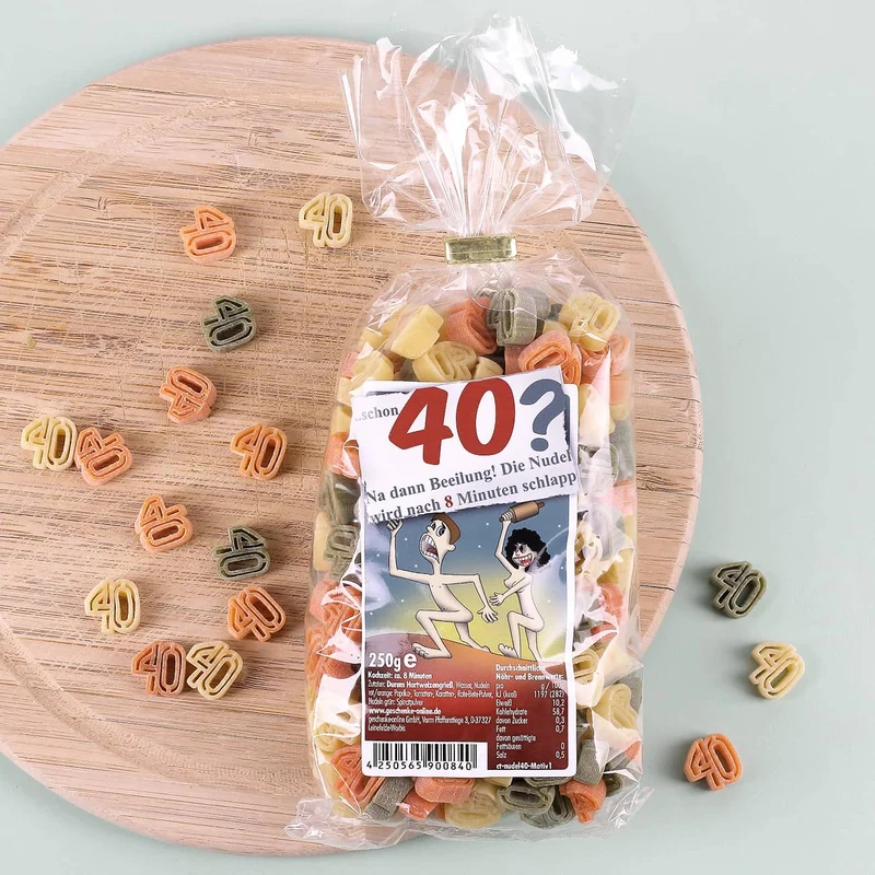Lustige Zahlen-Nudeln zum 40. Geburtstag
