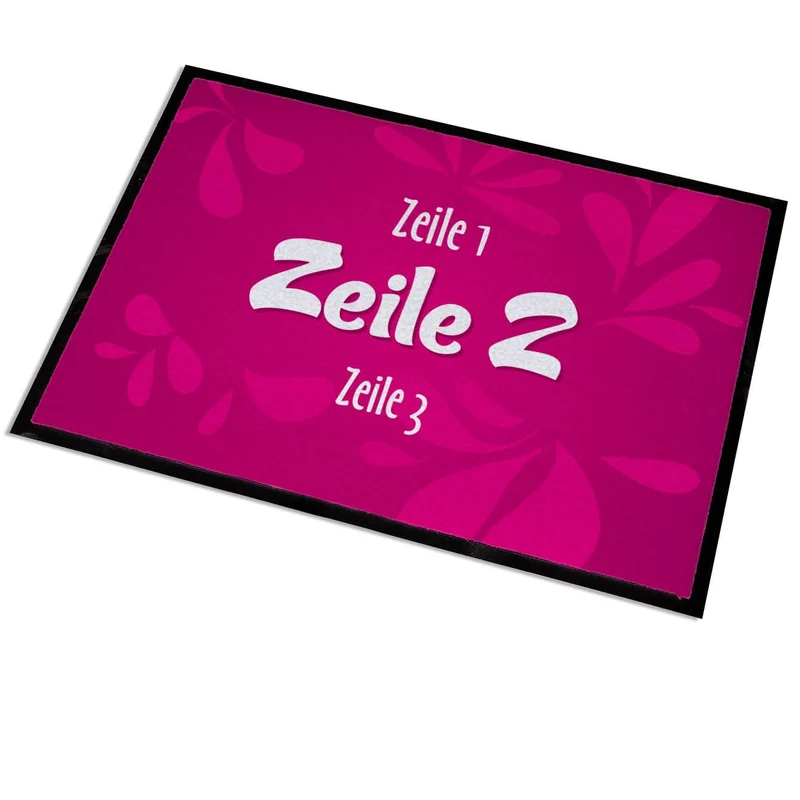 Fussmatte in pink mit 3 Zeilen Wunschtext