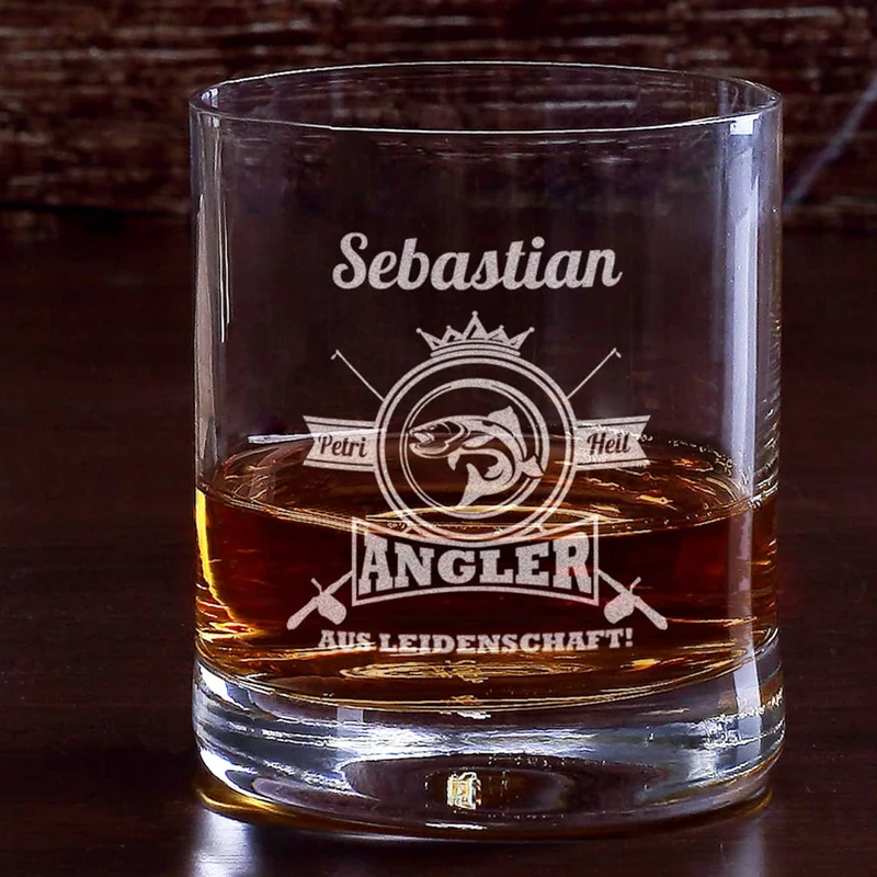 Angler aus Leidenschaft - graviertes Whiskyglas mit Name