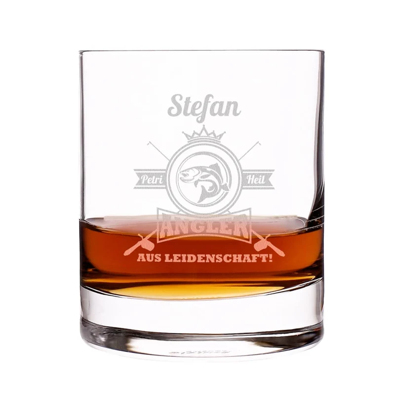 Angler aus Leidenschaft - graviertes Whiskyglas mit Name