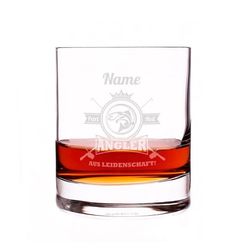 Angler aus Leidenschaft - graviertes Whiskyglas mit Name