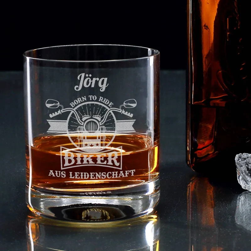 Biker aus Leidenschaft - graviertes Whiskyglas mit Name