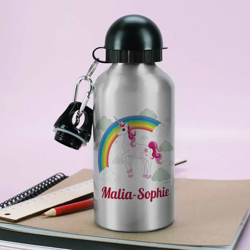 Einhorn Trinkflasche mit Ihrem Wunschnamen bedruckt
