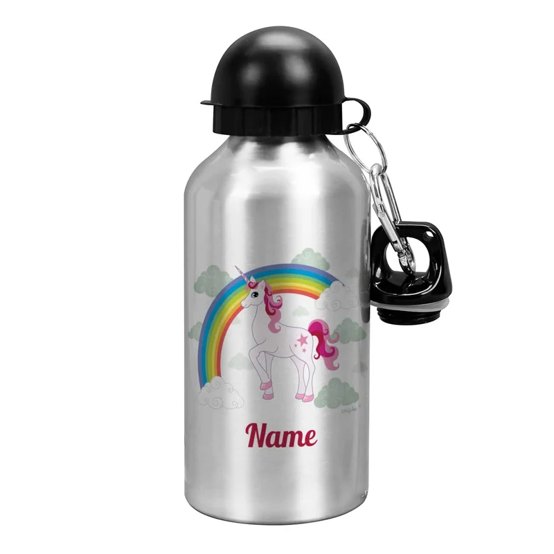 Einhorn Trinkflasche mit Ihrem Wunschnamen bedruckt