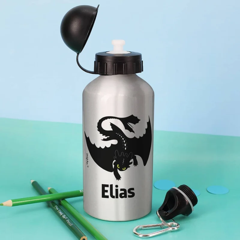 Trinkflasche mit Drache und Name