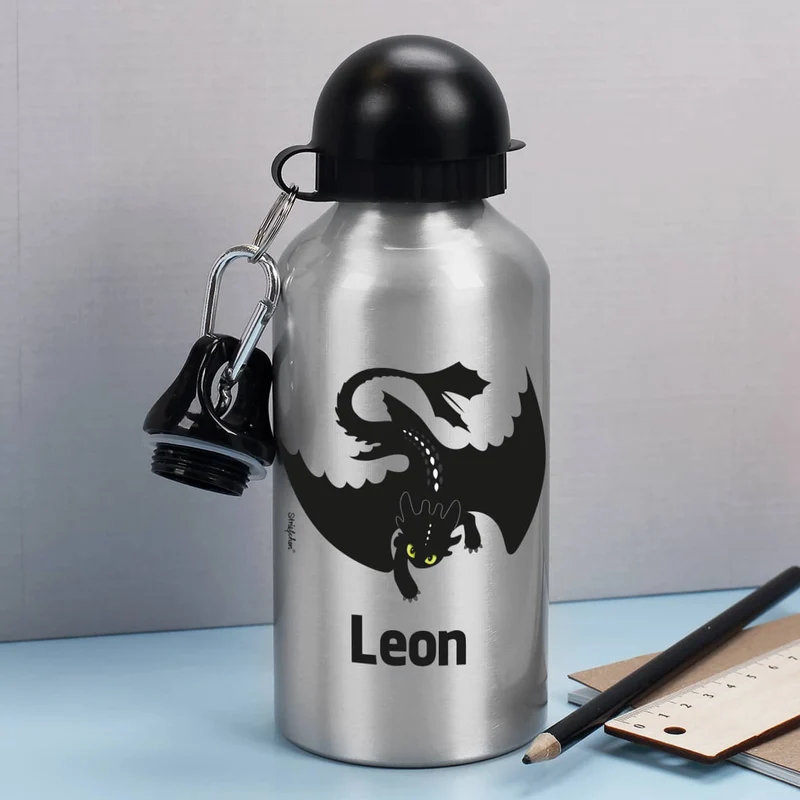 Trinkflasche mit Drache und Name