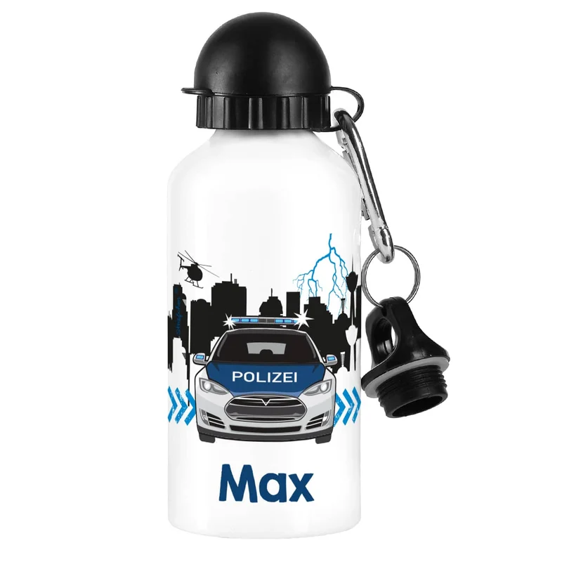 Trinkflasche mit Polizeiauto und Name