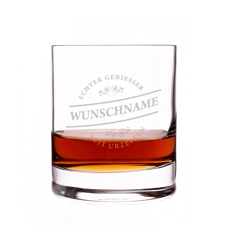 Graviertes Whiskyglas Echter Geniesser mit Wunschnamen