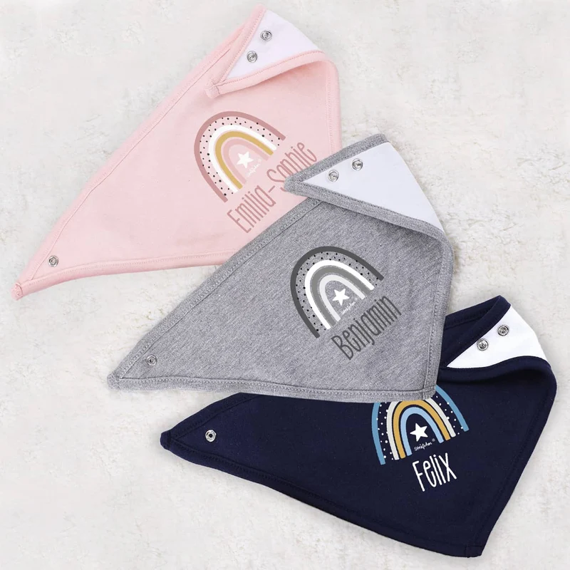 Baby-Halstuch mit Regenbogenmotiv in 3 verschiedenen Farben