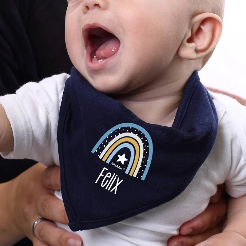 Baby-Halstuch mit Regenbogenmotiv in 3 verschiedenen Farben