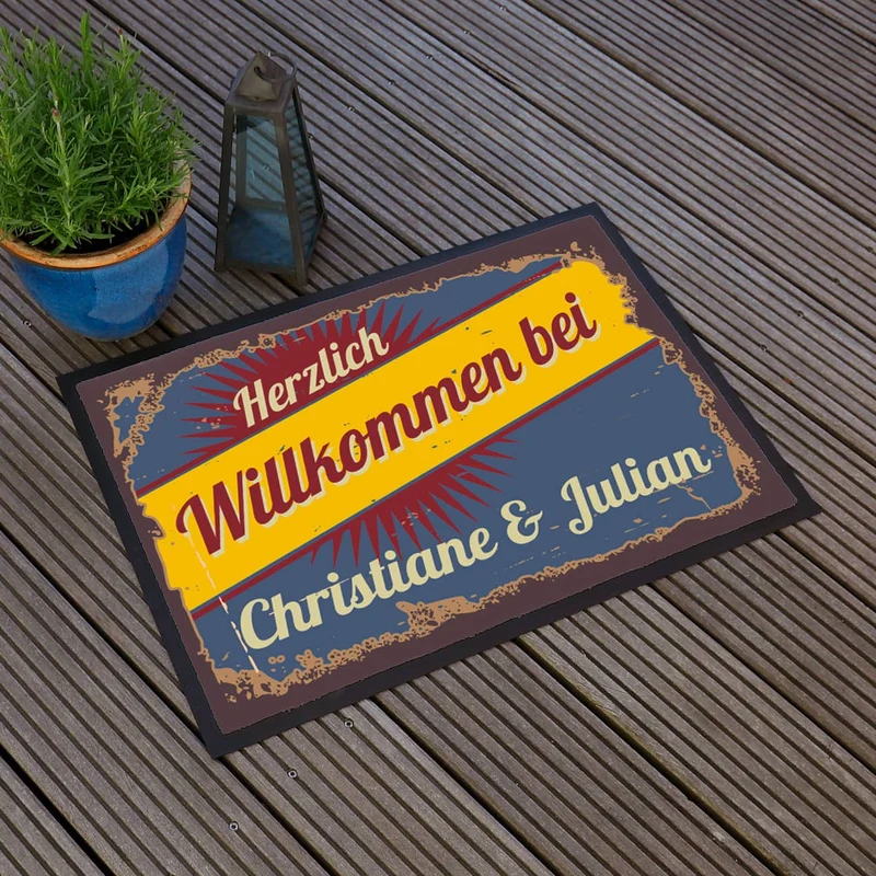 Fußmatte - Herzlich Willkommen - im Retro-Look