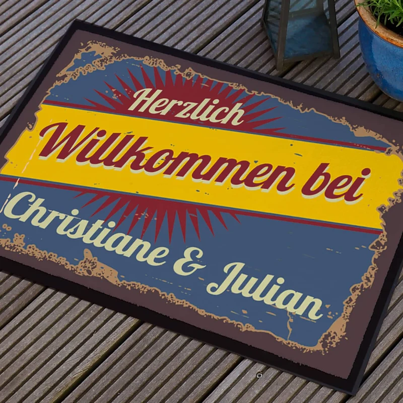 Fußmatte - Herzlich Willkommen - im Retro-Look