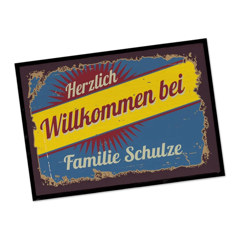 Fußmatte - Herzlich Willkommen - im Retro-Look