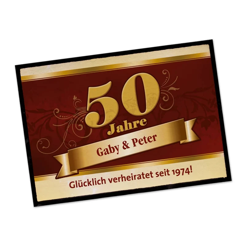 Fußmatte zur Goldenen Hochzeit mit großer 50