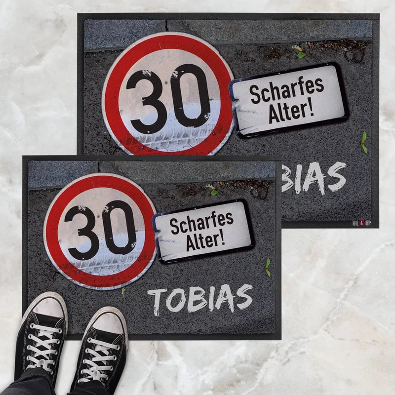 Fußabtreter - Achtung - mit Name und Alter
