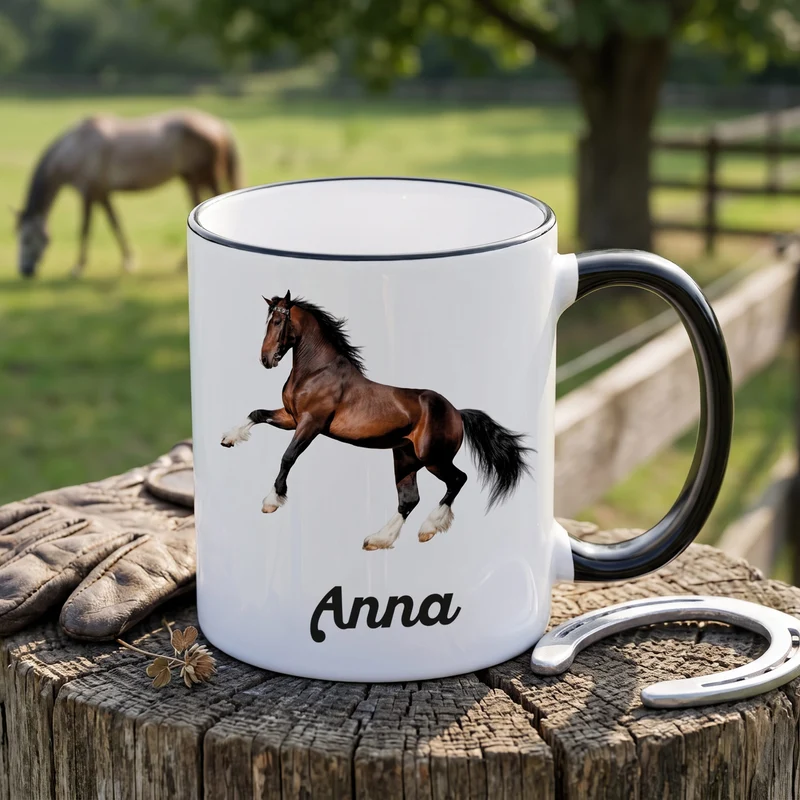 Pferde Tasse mit Clydesdale und Name