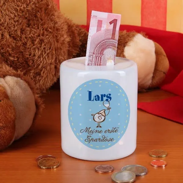 Erste Spardose für Jungen mit Namensaufdruck