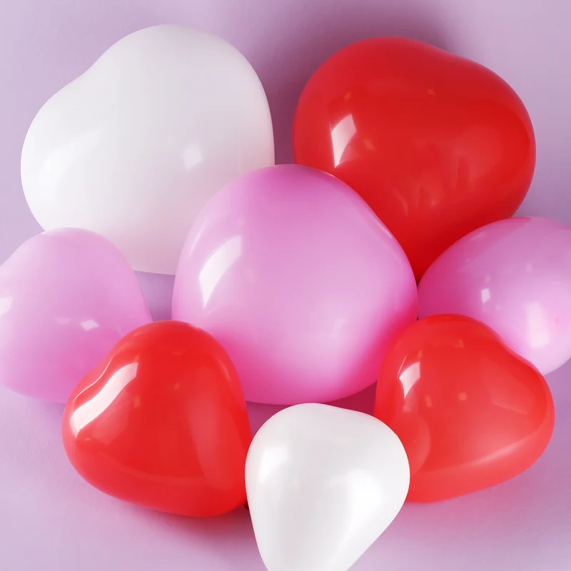 Herzförmige Ballons - 8 Stück - 2 Größen - 3 Farben