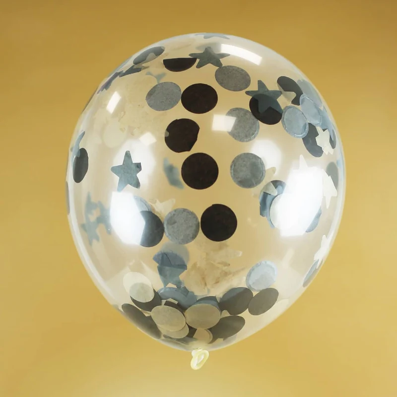 Ballons mit Punkte und Sterne Konfetti 30 cm - 4 Stück