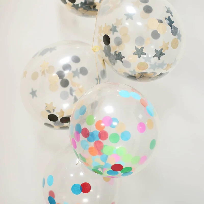 Ballons mit Punkte und Sterne Konfetti 30 cm - 4 Stück