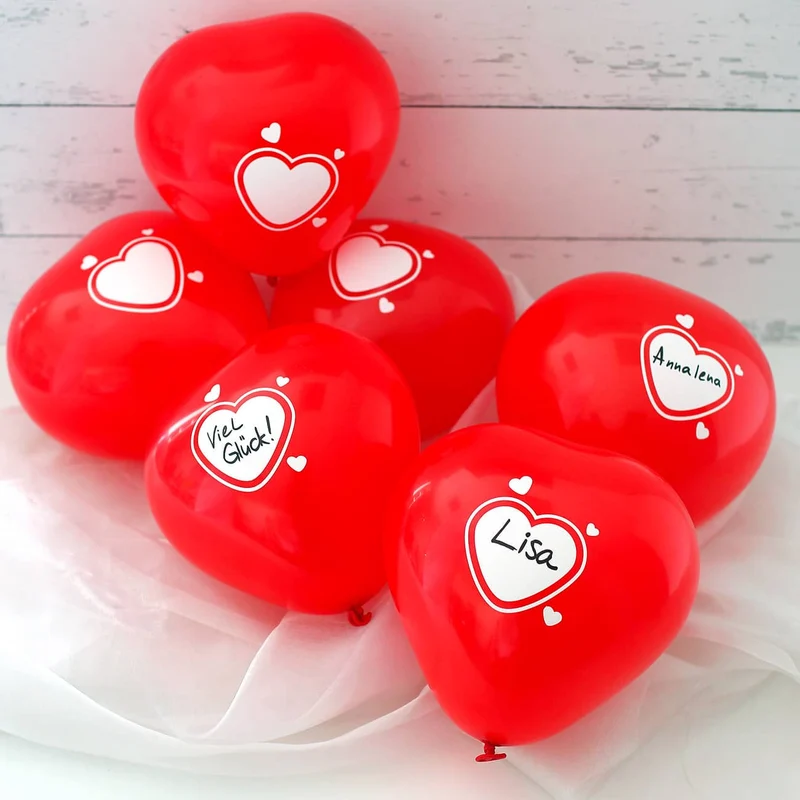 Herzballons zum Beschriften - 6 Stück