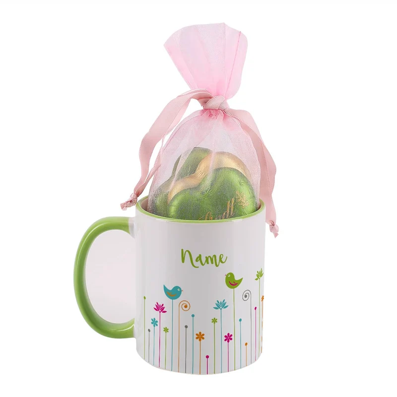 Bunte Tasse mit Frühlingsmotiv