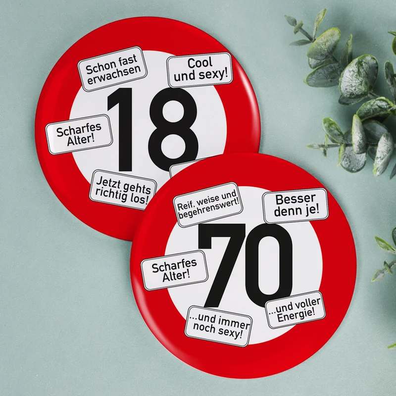 Riesen Button Verkehrsschild 18 bis 100