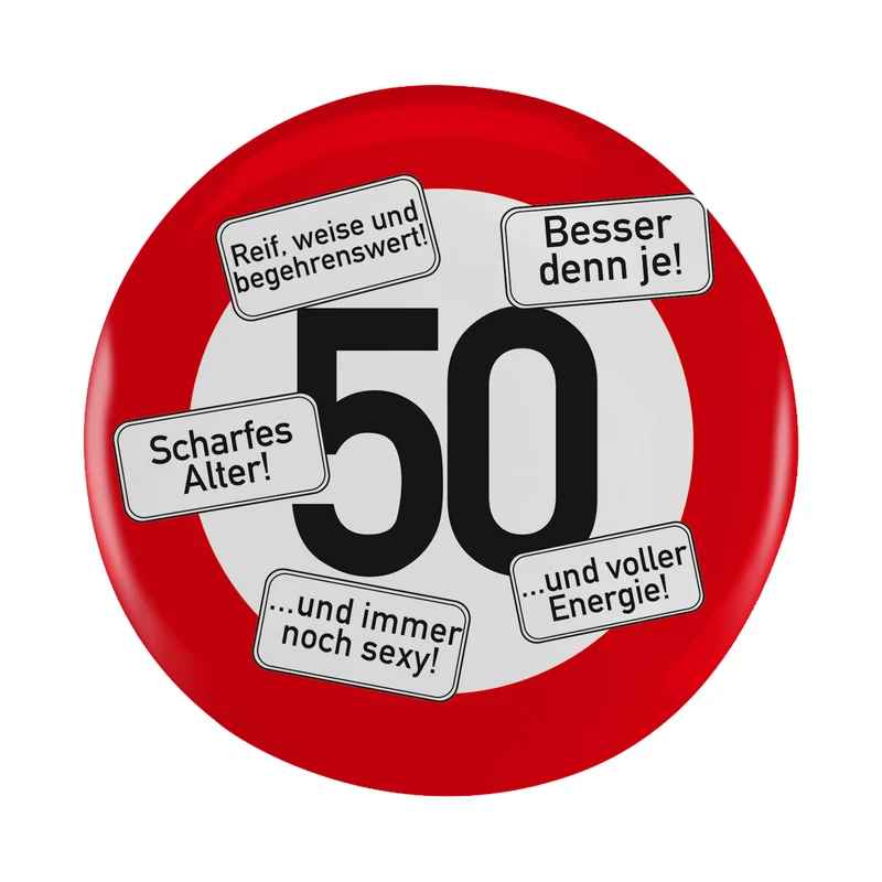 Riesen Button Verkehrsschild 18 bis 100