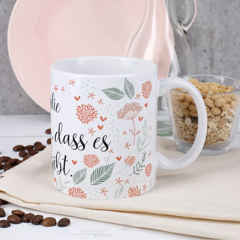 Wie schön, dass es Dich gibt - Kaffeetasse mit Ihrem Wunschnamen