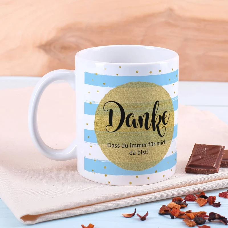 Tasse - Danke - optional mit Lindt Herzen gefüllt