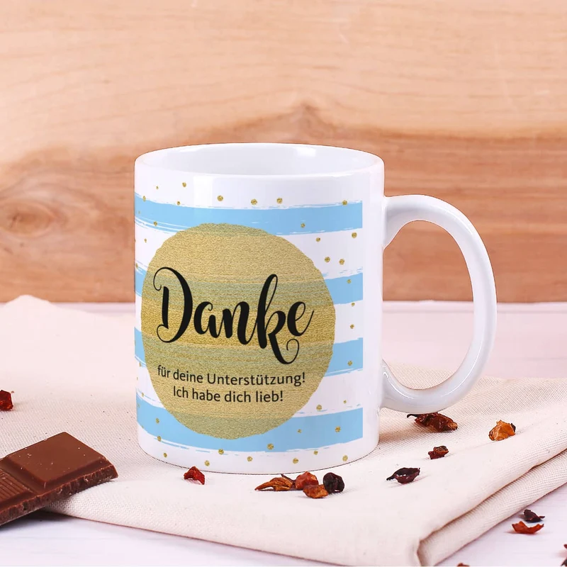 Tasse - Danke - optional mit Lindt Herzen gefüllt