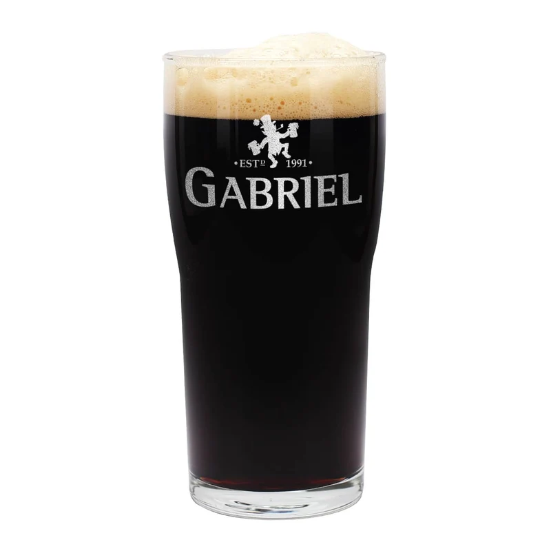 Pint Bierglas für irisches Bier mit Wunschnamen und Jahr