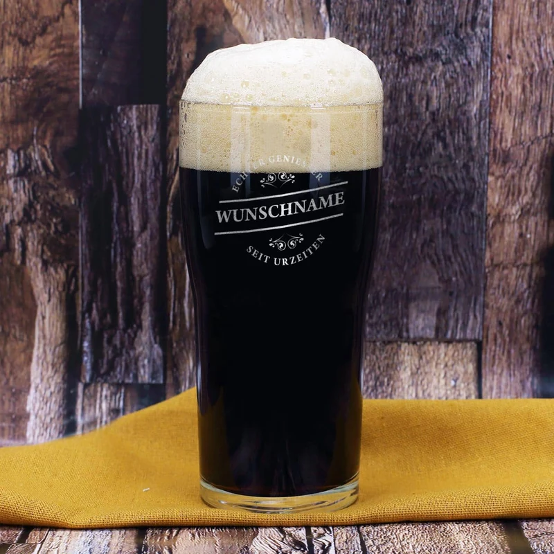 Graviertes Pint Bier Glas für echte Geniesser seit Urzeiten mit Wunschname