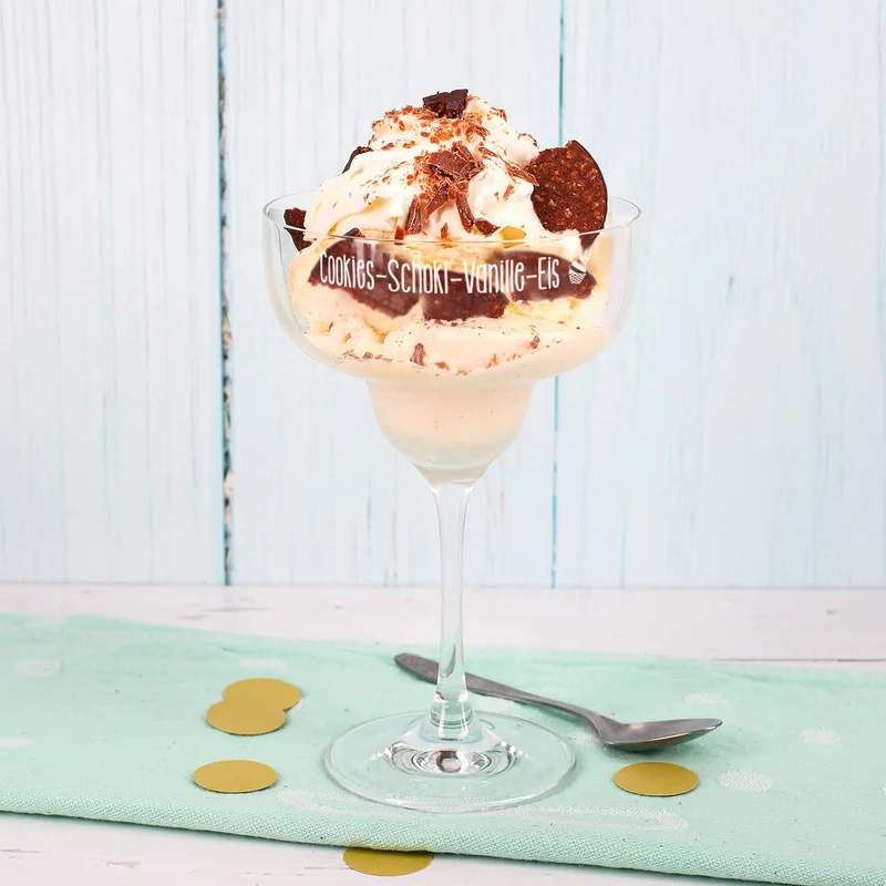 Eis- und Dessertschale graviert mit Wunschtext und kleinem Eisbecher Symbol