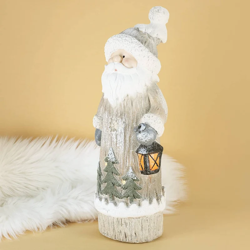 XL Weihnachts-Dekofigur mit Leuchtelementen - Schneemann und Weihnachtsmann