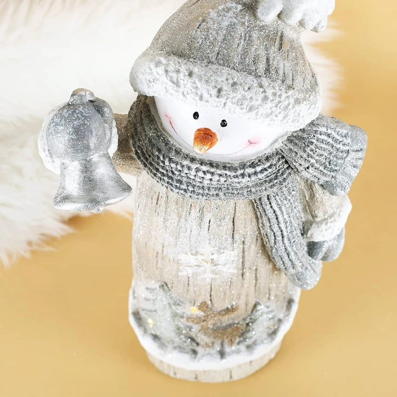 XL Weihnachts-Dekofigur mit Leuchtelementen - Schneemann und Weihnachtsmann