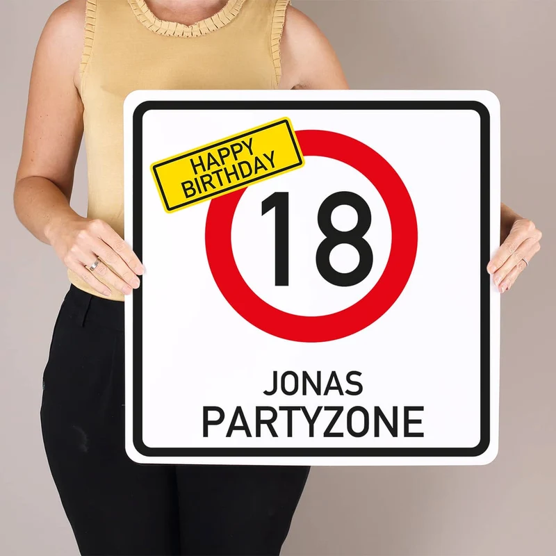 Geburtstagsbanner - Happy Birthday im Verkehrszeichen-Look