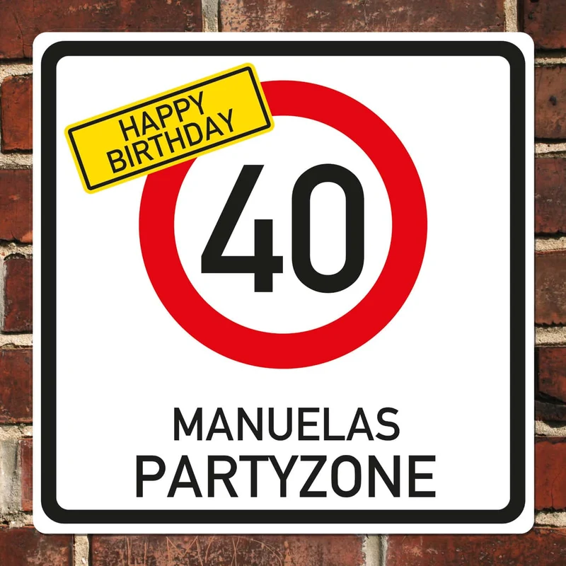 Geburtstagsbanner - Happy Birthday im Verkehrszeichen-Look