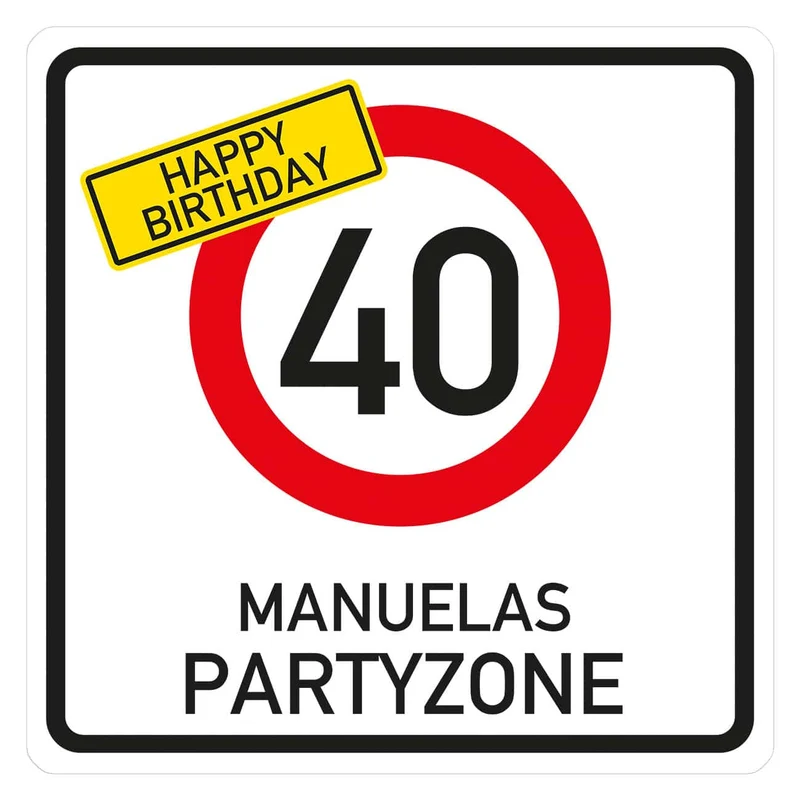 Geburtstagsbanner - Happy Birthday im Verkehrszeichen-Look