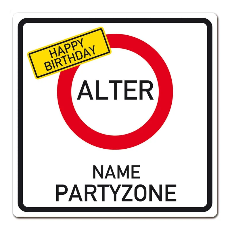 Geburtstagsbanner - Happy Birthday im Verkehrszeichen-Look