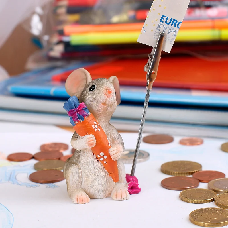 stehende Maus mit Schultüte und Geldclip *orange*