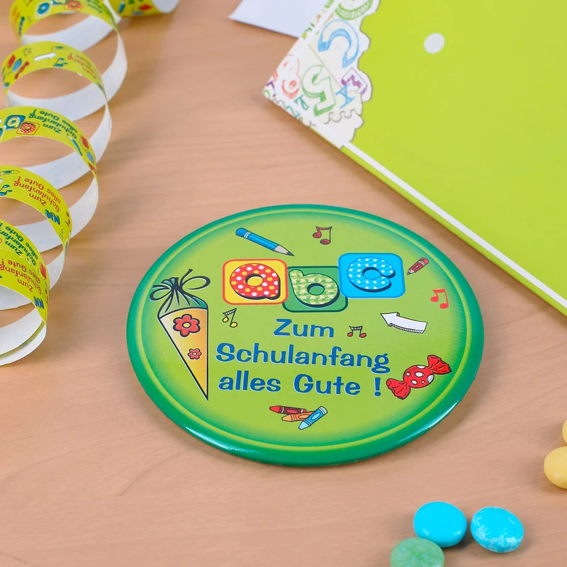 Karte mit abc Button zur Einschulung