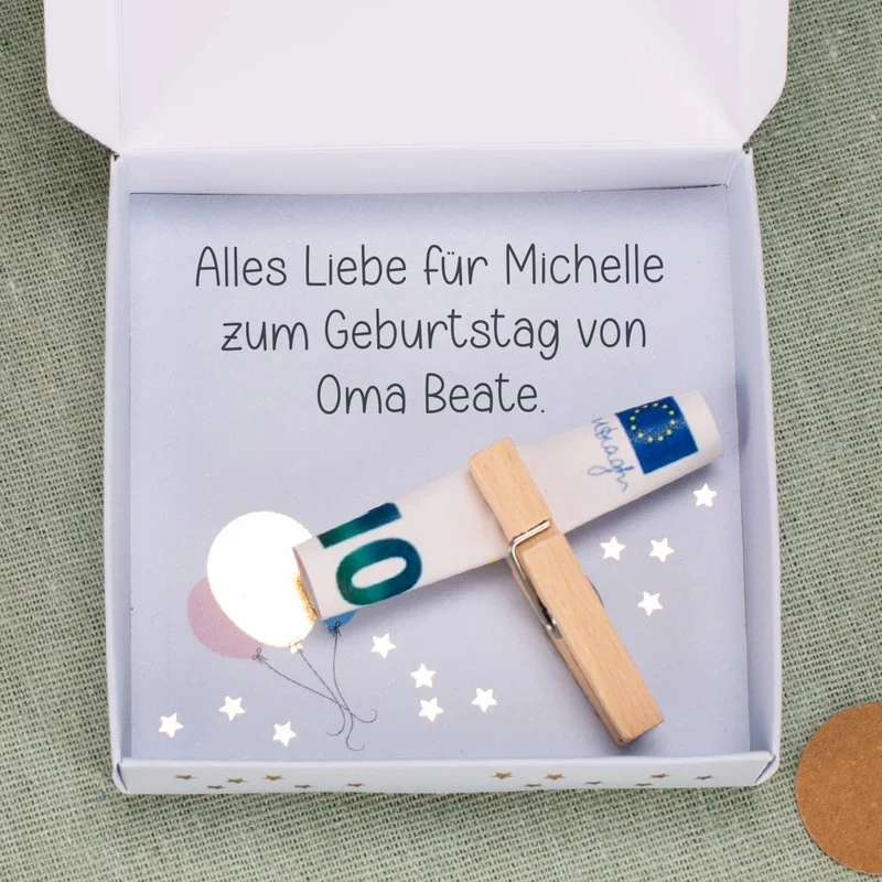 Happy Birthday 18 - Geschenkbox für Geldgeschenke mit Goldprägung und Text