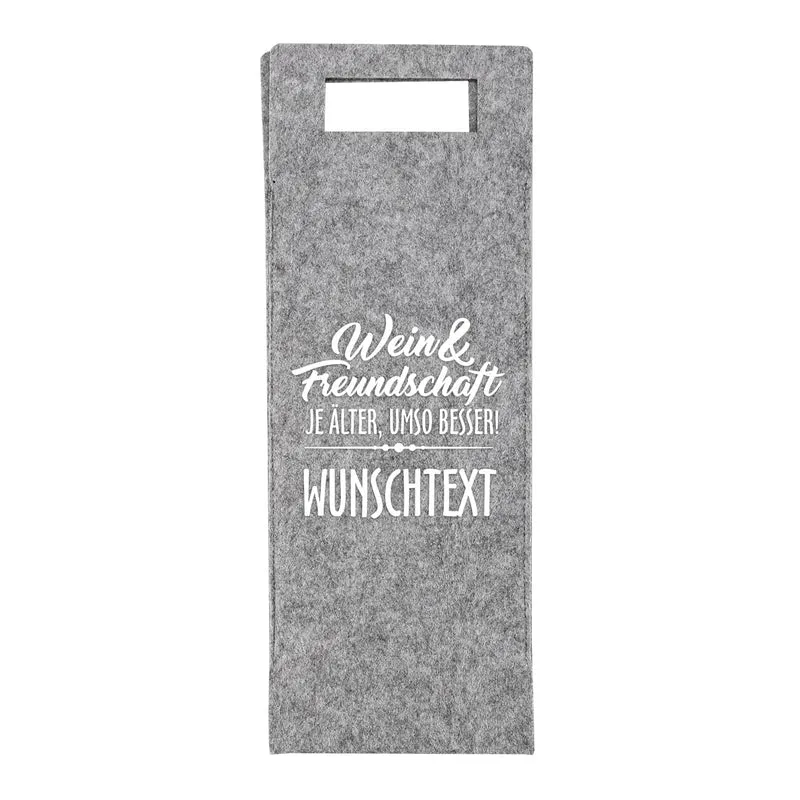 Wein & Freundschaft - Flaschenbeutel mit Ihrem Wunschtext