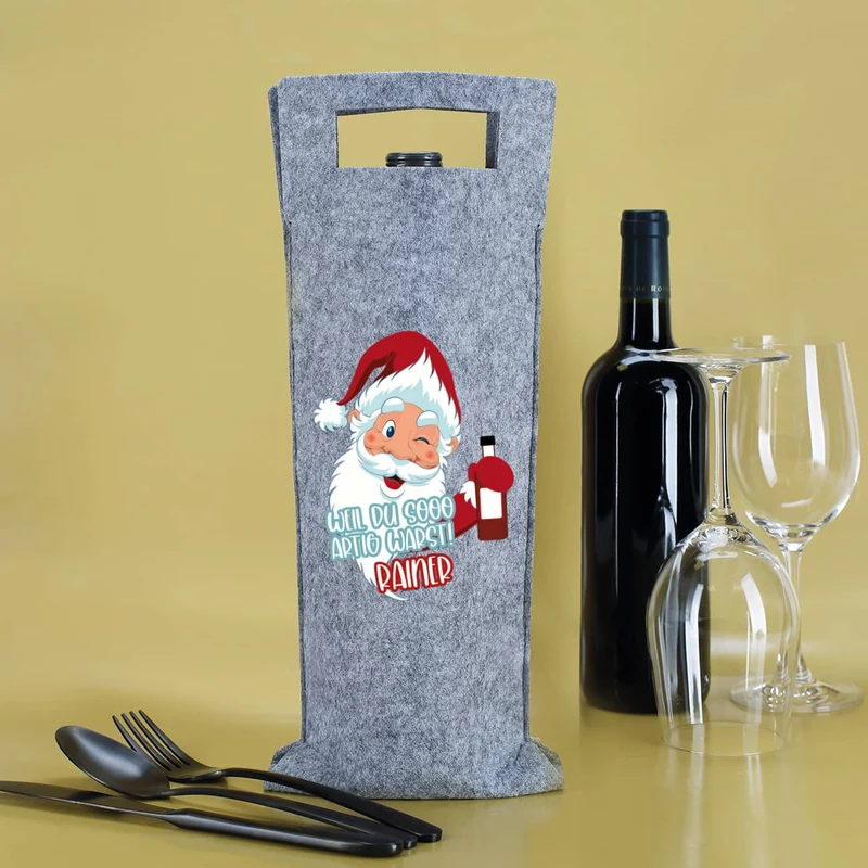 Weil du sooo artig warst! - Flaschentasche aus Filz mit Namensaufdruck zu Weihnachten