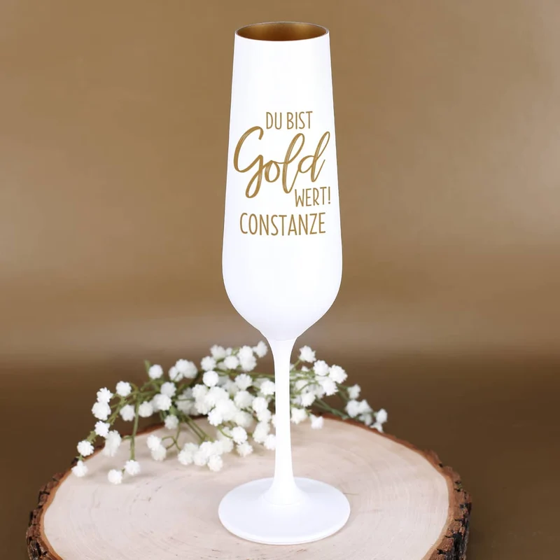 Du bist Gold wert! - Sektglas mit Namensgravur